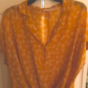 All In Favor Collared Short Sleeved Blouse